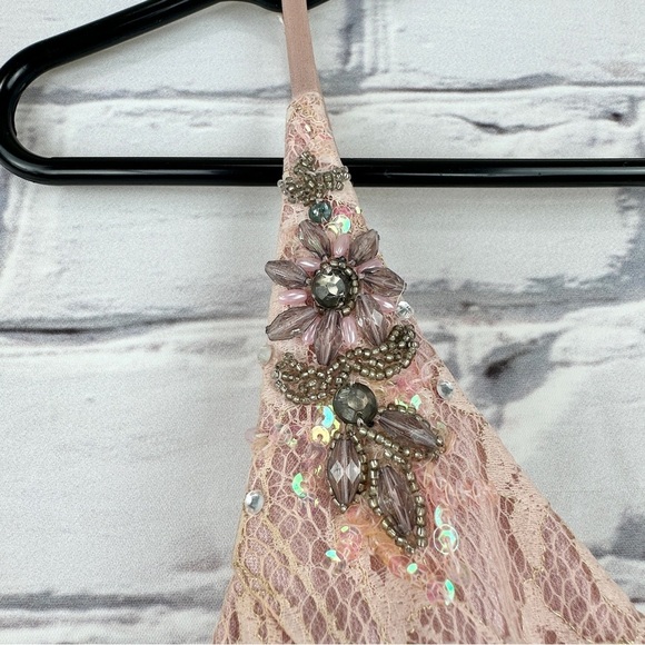 Sue Wong Nocturne Beaded Embroidered Lace Evening Dress Size Small Pink Vintage - Picture 10 of 15